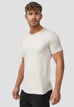 Tout neuf ⭐ INDICODE 👖 JEANS WILBUR - T-shirt Imprimé - Mottled Beige 👍