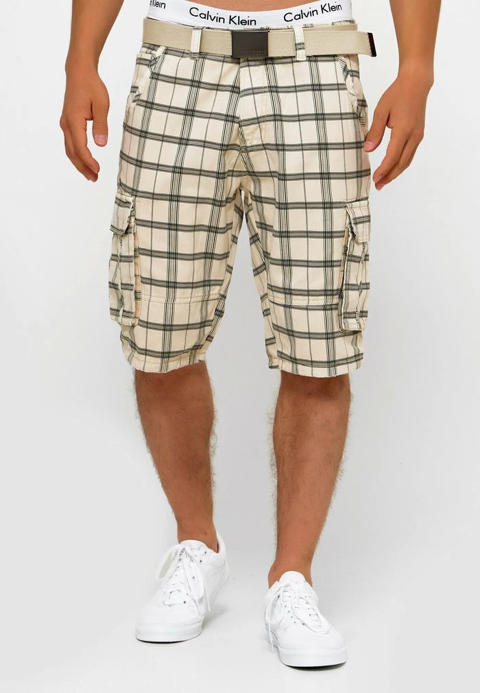 Grosses soldes 😀 INDICODE 👖 JEANS BLIXT - Short - Fog Check 👏