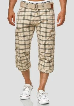 Coupon 😉 INDICODE 👖 JEANS MIT GÜRTEL NICOLAS - Short - Fog 🎁