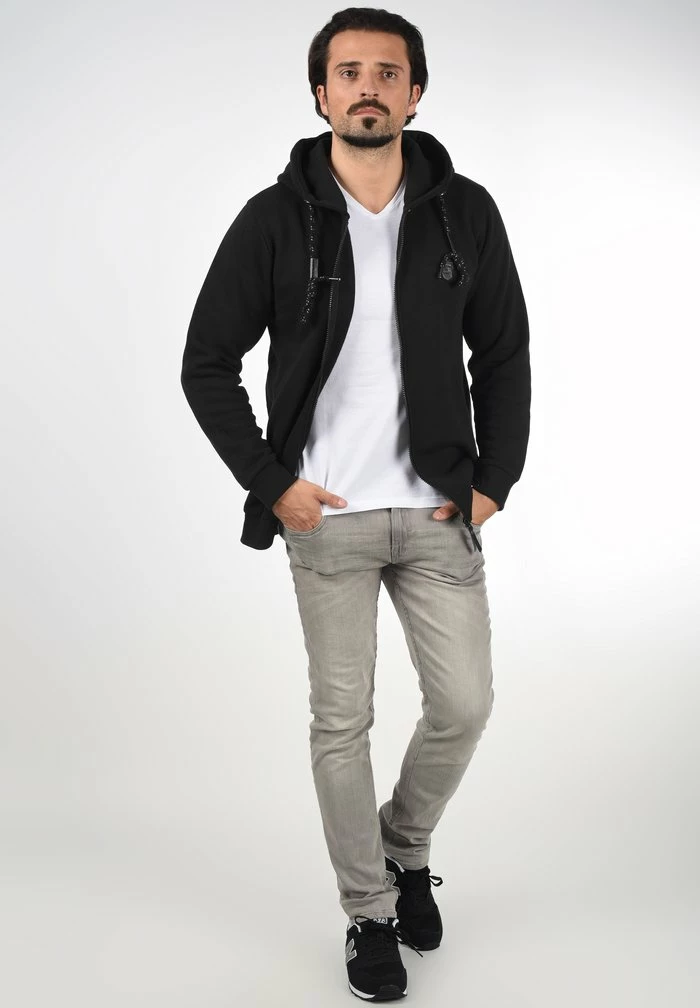 Remise ✨ INDICODE 👖 JEANS IDBARNHILL - Sweat à Capuche Zippé - Black 💯 – Image 2