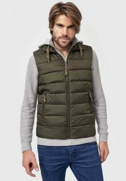 Vente flash 👍 INDICODE 👖 JEANS STOCKTON - Veste Sans Manches - Army 🎉