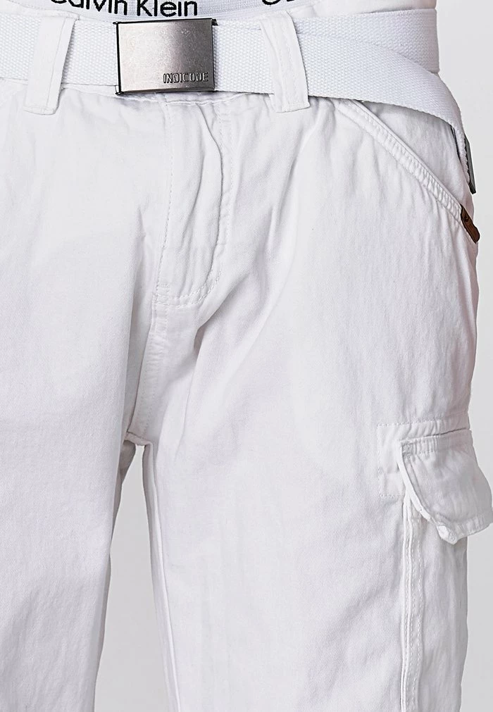 Budget 🔥 INDICODE 👖 JEANS MIT GÜRTEL NICOLAS - Short - Optical White 🎁 – Image 5