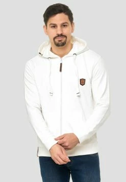 Meilleur prix 😀 INDICODE 👖 JEANS Sweat à Capuche Zippé - Off-white 💯