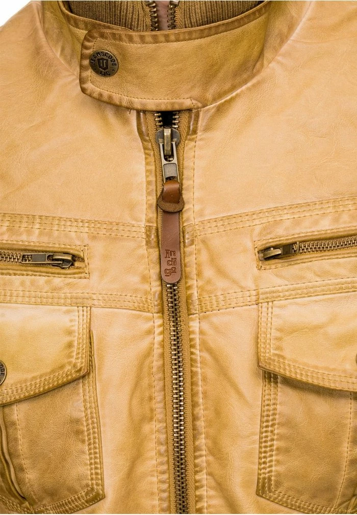 Remise ✔️ INDICODE 👖 JEANS INCO - Veste En Similicuir - Beige 👏 – Image 4
