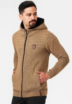 Acheter 🛒 INDICODE 👖 JEANS Sweat à Capuche Zippé - Beige 👍