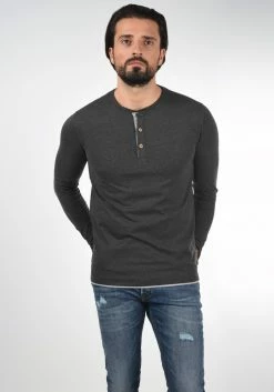 Coupon 💯 INDICODE 👖 JEANS IDGIFFORD - T-shirt à Manches Longues - Charcoal 😀
