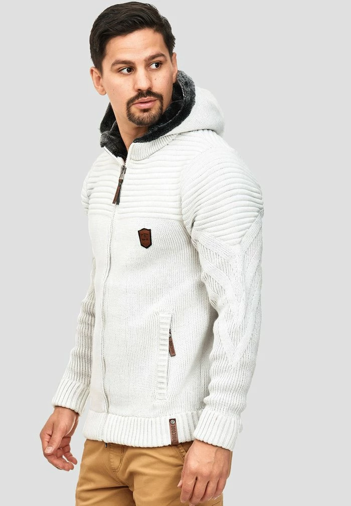 Sortie 🔥 INDICODE 👖 JEANS Sweat à Capuche Zippé - Off-white 🛒 – Image 4