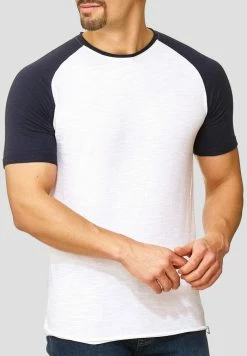 Vente flash 🔥 INDICODE 👖 JEANS WILBUR - T-shirt Imprimé - White/navy ⌛