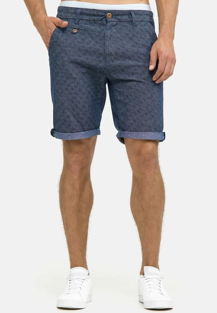Budget 🤩 INDICODE 👖 JEANS CASUAL FIT - Short - Mottled Blue 🔥