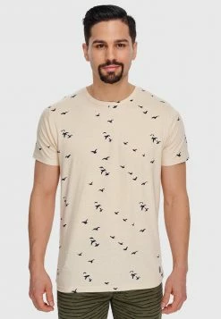 Meilleur prix 🔔 INDICODE 👖 JEANS MCFARLAND - T-shirt Imprimé - Ecru Mix 👏