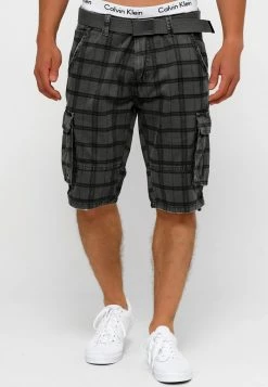 Bon marché ✔️ INDICODE 👖 JEANS BLIXT - Short - Raven Check ✔️