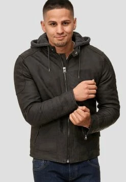 Offres 🥰 INDICODE 👖 JEANS MIGUEL - Veste En Similicuir - Black 🔔