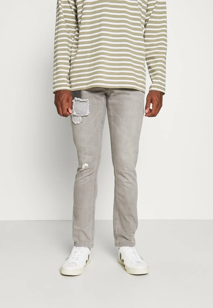 Meilleure vente 👍 INDICODE 👖 JEANS TAYLOR - Jean Slim - Light Grey 🔔