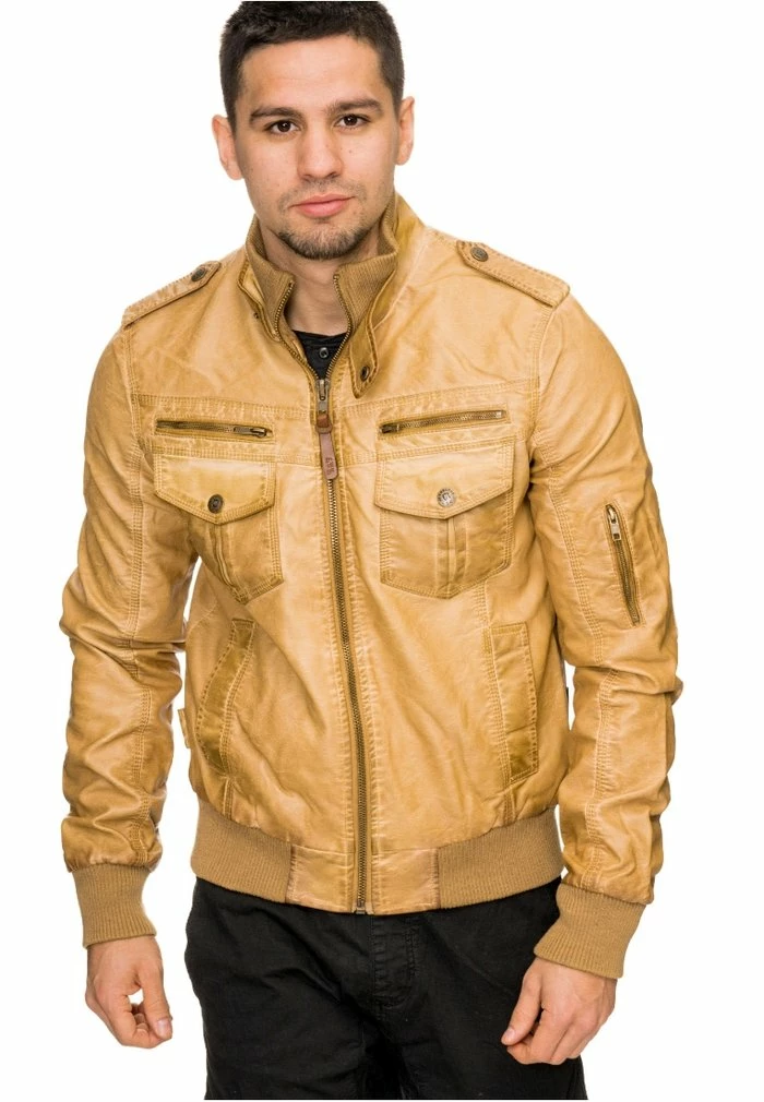 Remise ✔️ INDICODE 👖 JEANS INCO - Veste En Similicuir - Beige 👏 – Image 2