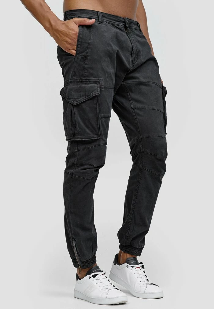 Meilleure vente 🎁 INDICODE 👖 JEANS HAWKINS - Pantalon Cargo - Black ⌛ – Image 3