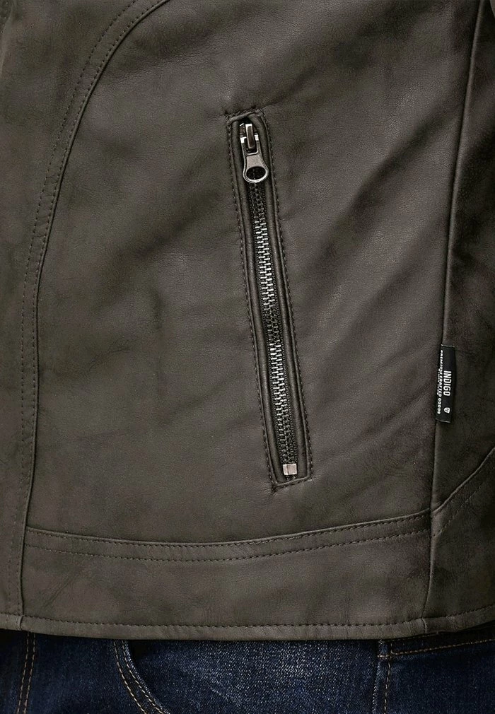 Nouveau ✨ INDICODE 👖 JEANS MIGUEL - Veste En Similicuir - Dark Grey 😀 – Image 6