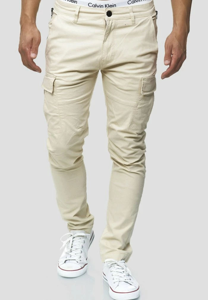 Meilleure affaire ❤️ INDICODE 👖 JEANS Pantalon Cargo - Beige 🎉