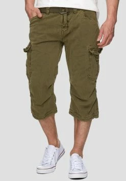 Top 10 👍 INDICODE 👖 JEANS MIT GÜRTEL NICOLAS - Short - Dark Green 👏