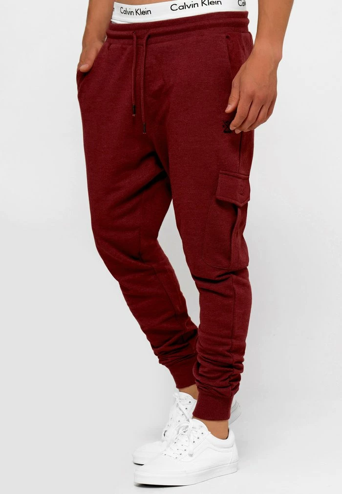 Grosses soldes 💯 INDICODE 👖 JEANS BENDNER - Pantalon Cargo - Bordeaux Mix 👍