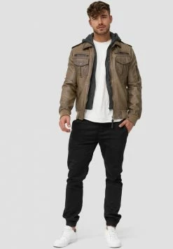 Sortie 😀 INDICODE 👖 JEANS AARON - Veste En Similicuir - Beige 😀