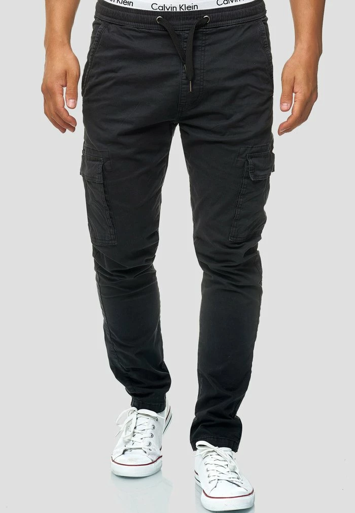 Nouveau 👍 INDICODE 👖 JEANS BROADWICK - Pantalon Cargo - Black 😉
