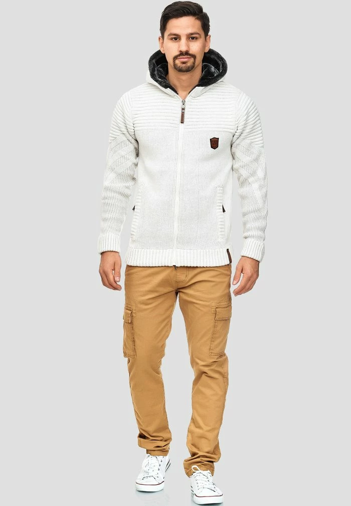 Sortie 🔥 INDICODE 👖 JEANS Sweat à Capuche Zippé - Off-white 🛒 – Image 2