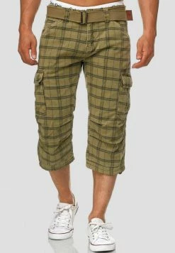 Bon marché 🔥 INDICODE 👖 JEANS MIT GÜRTEL NICOLAS - Short - Dired Herb 👍