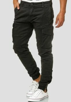 Remise 🎁 INDICODE 👖 JEANS ALEX - Pantalon Cargo - Black 💯